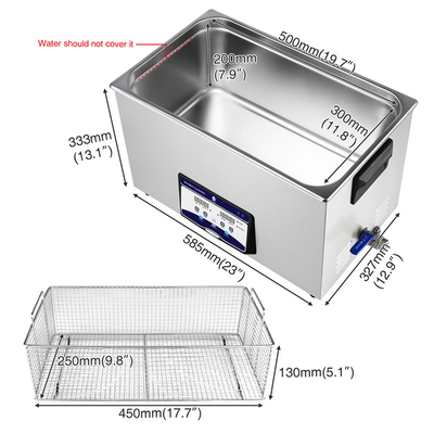 Skymen 600W Ultrasonic Water Bath 30L Stainless Steel SUS304 Tank For Car Parts